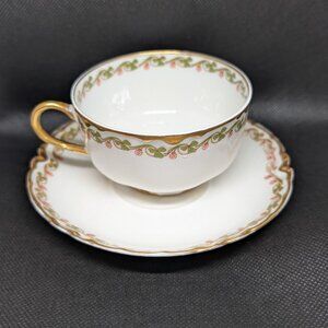 Antique Haviland Limoges France Tea Cup & Saucer Schleiger #98 Clover